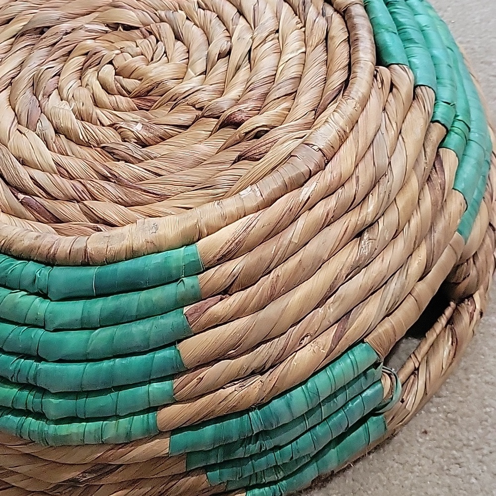 Woven Natural & Teal Woven Basket - Home Accents - Picture 6 of 7